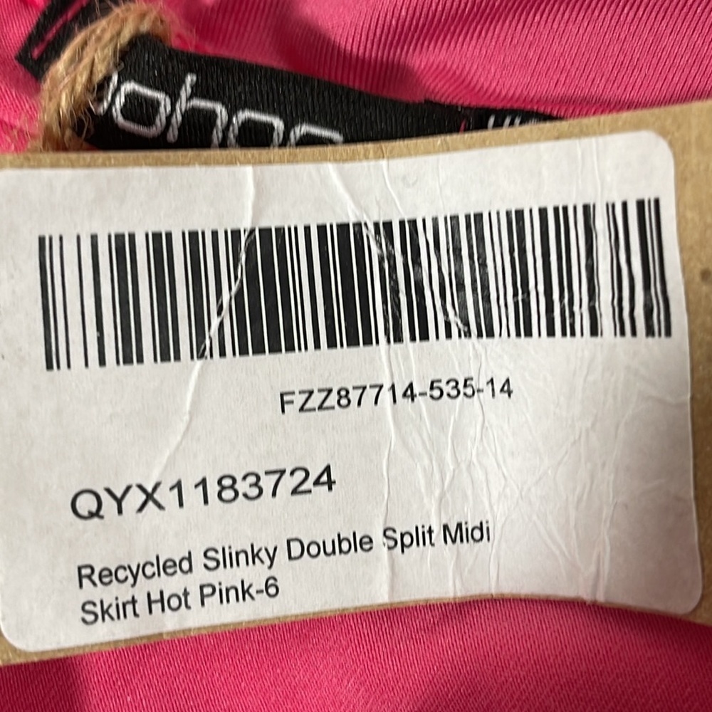 BOOHOO Recycled Slinky Double Split Maxi Skirt Hot Pink Size 2 New - Picture 8 of 11